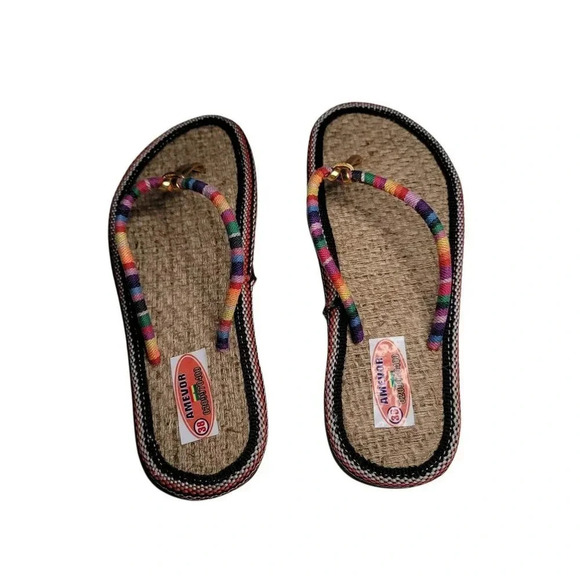 Amevor size 38 flip flap slip on multicolor  hand made women's - Picture 5 of 5